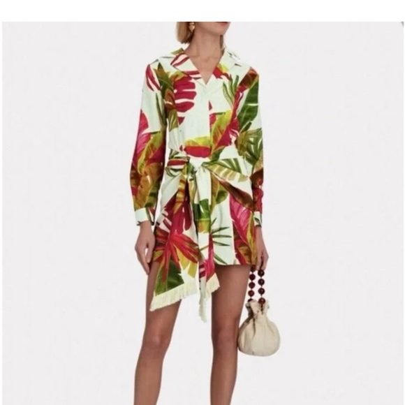 FARM Rio Spring Forest linen blend mini dress